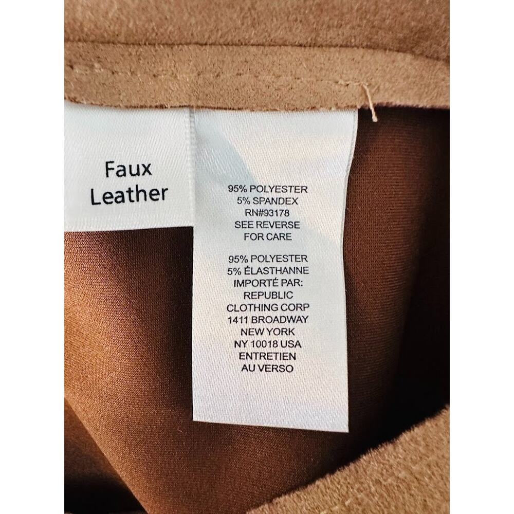 Truth By REPUBLIC Faux Leather Trench Coat Small Brown Old Money Quiet Luxury - Picture 8 of 9